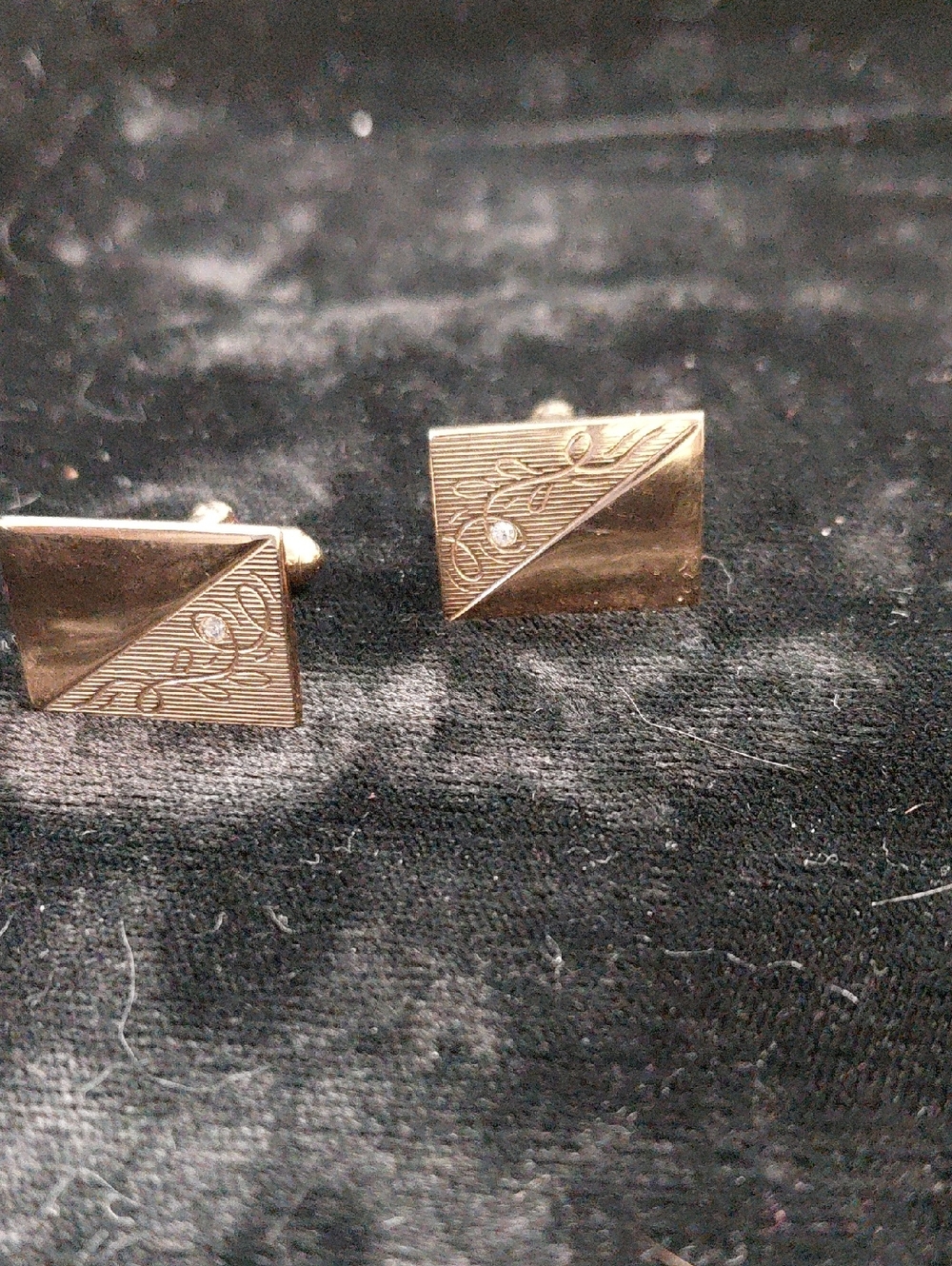 Vintage Rectangular Cufflinks with Engraved Detail